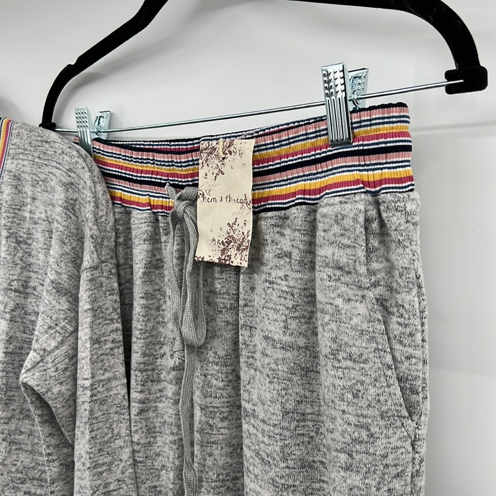 103. Jogger Set Multi Color Sweatshirt/Sweatpant Heather Gray Rose Blue Black - Picture 9 of 16